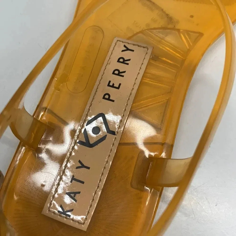 Katy Perry Jelly Sandals Flip Flops Orange Peach Fruit Ankle Strap PVC Size 6 - Picture 7 of 9